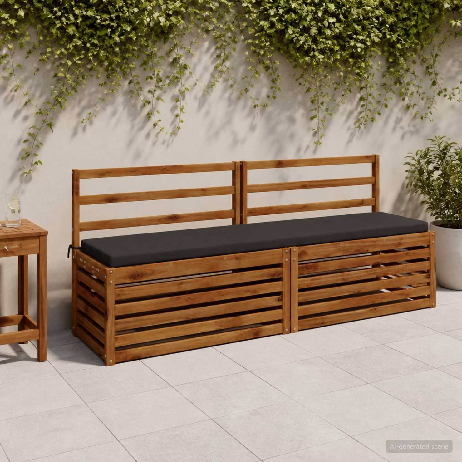 Set di 2 cuscini per panchina vidaXL SOEST in poliestere, colore antracite, L 180 x P 40 x H 40 cm