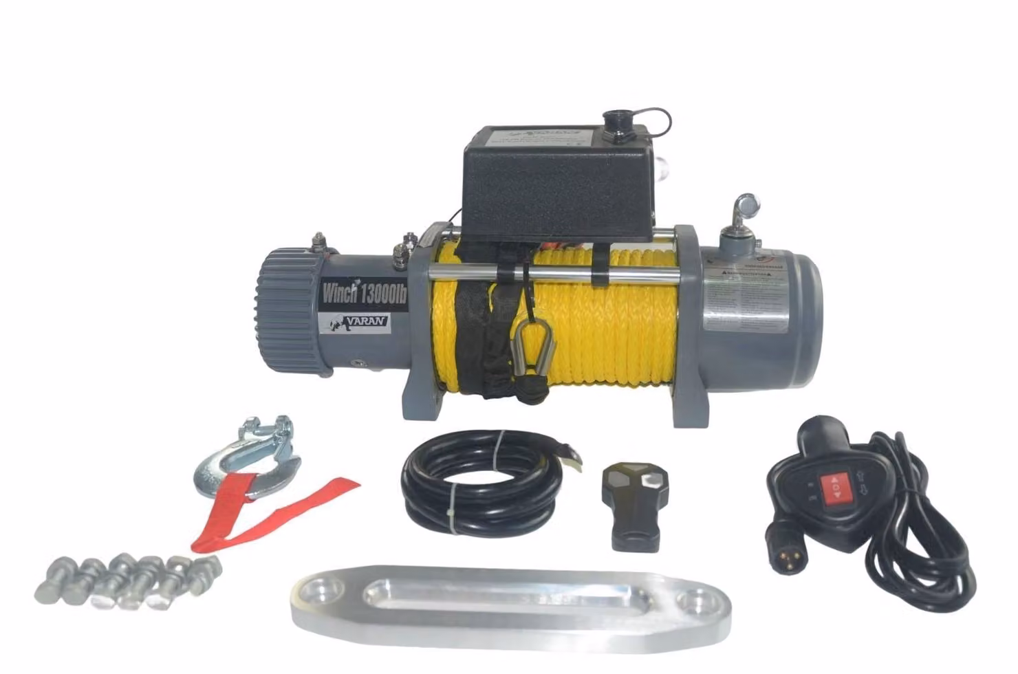 Argano elettrico a cavo 12V 5900KG 4800W, argano con cavo sintetico lungo 27m Ø9mm.