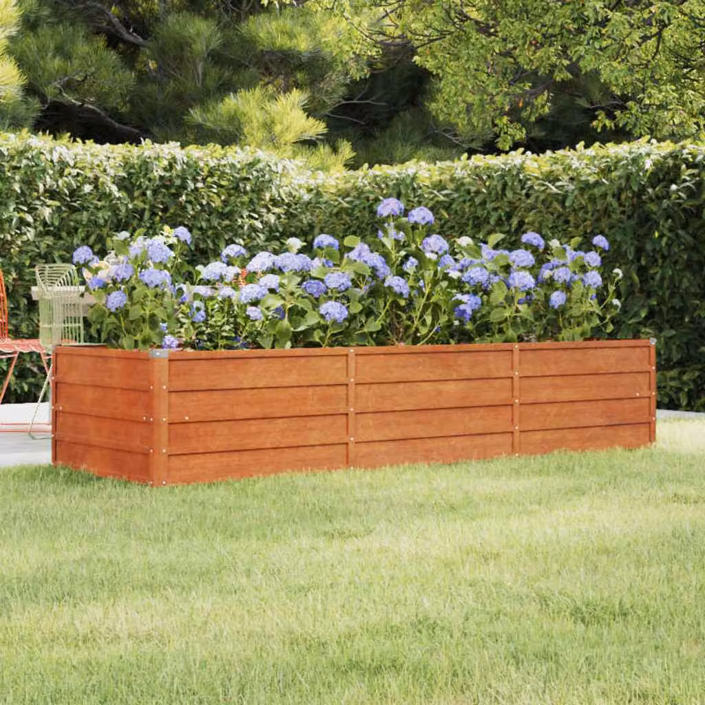 Letto rialzato da giardino vidaXL in acciaio Corten color marrone L: 240 cm, P: 80 cm, H: 45 cm