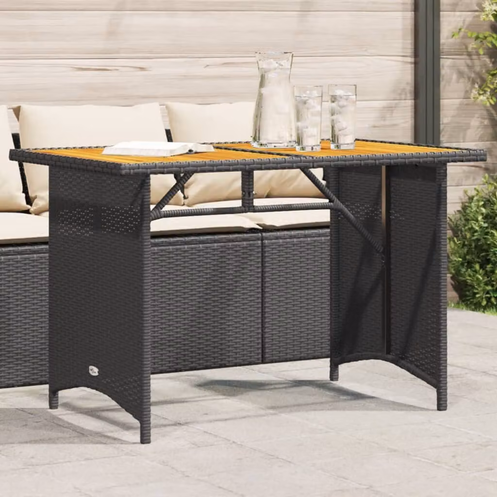 Maison Exclusive - Tavolo da giardino con piano in legno nero, 110x68x70 cm, in rattan sintetico