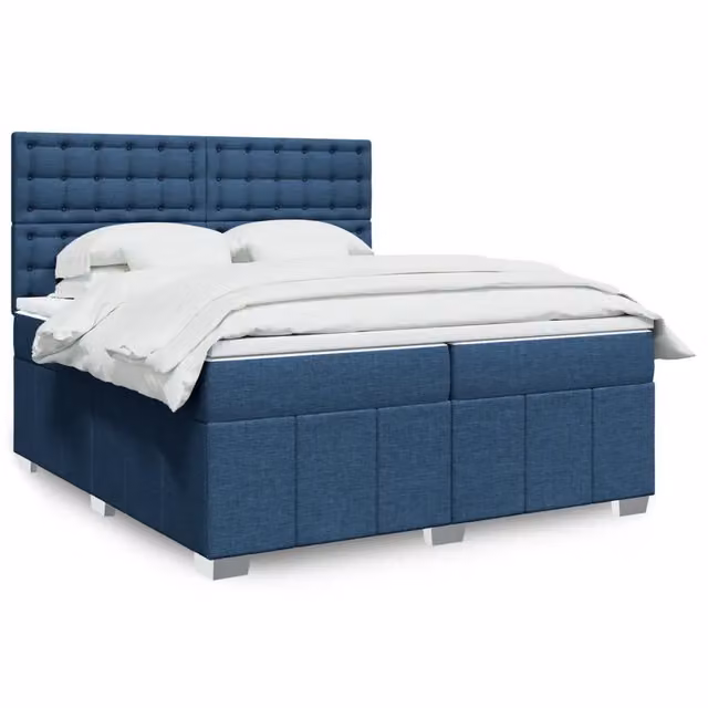 Letto con Giroletto a Molle e Materasso vidaXL Blu e Bianco L/P: 200 x 200 cm