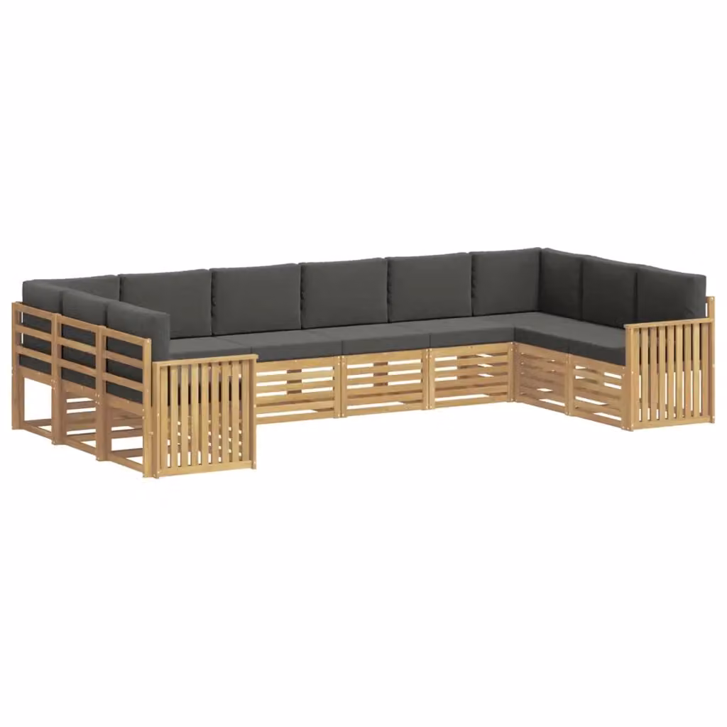 Set di divani da esterno a L vidaXL in legno di acacia con cuscini bianchi e antracite – 2