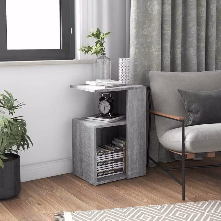 Tavolino da salotto moderno vidaXL in legno e MDF grigio L/P/H: 36 x 30 x 56 cm