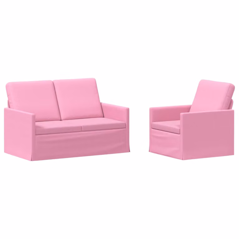 Set di 2 divani moderni vidaXL in tessuto rosa con struttura in metallo