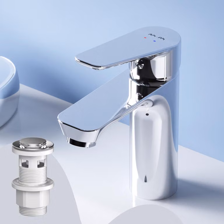 AM.PM Rubinetto da bagno con scarico a scomparsa per lavabo Rubinetto da bagno cromato Rubinetto da lavabo con scarico a scomparsa Valvola in ottone da 1 1/4 di pollice Scarico