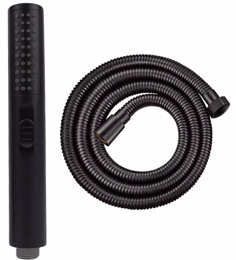 Doccia a mano nera, alta pressione, tubo da 1,5 metri, 2 tipi di getto, 40 ugelli, per l'uso in doccia