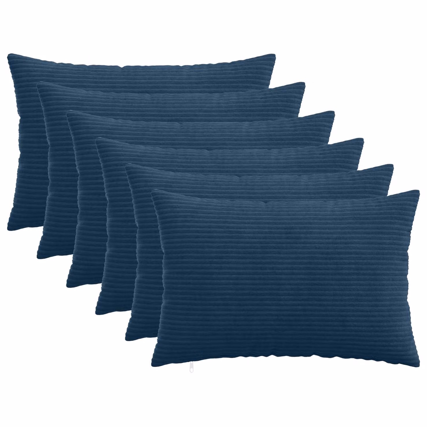 Set di 6 federe vidaXL HEERLEN in velluto a coste blu navy, 50 x 75 cm