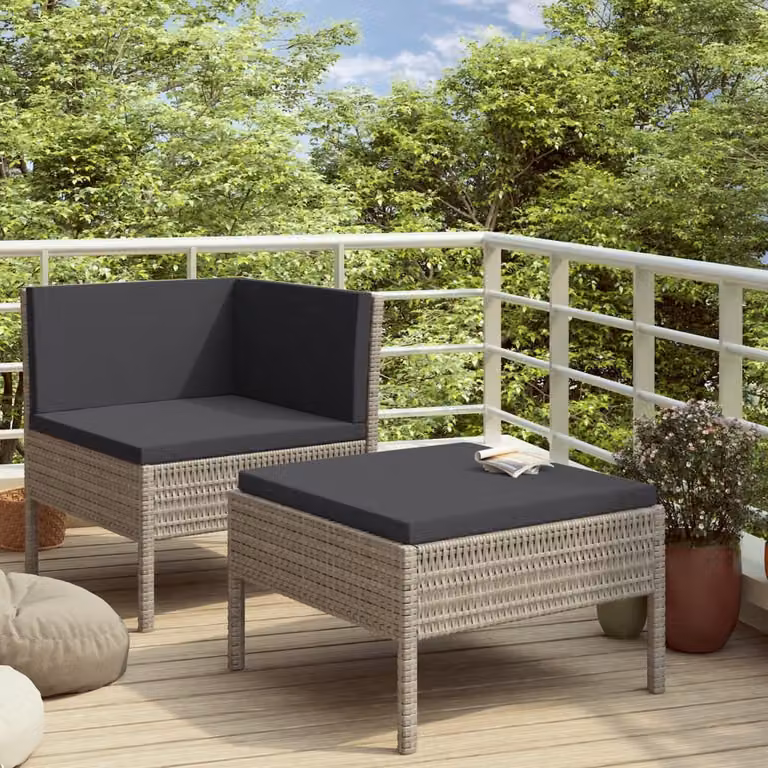 Maison Exclusive - Set da giardino a 2 pezzi con cuscini in polyrattan grigio
