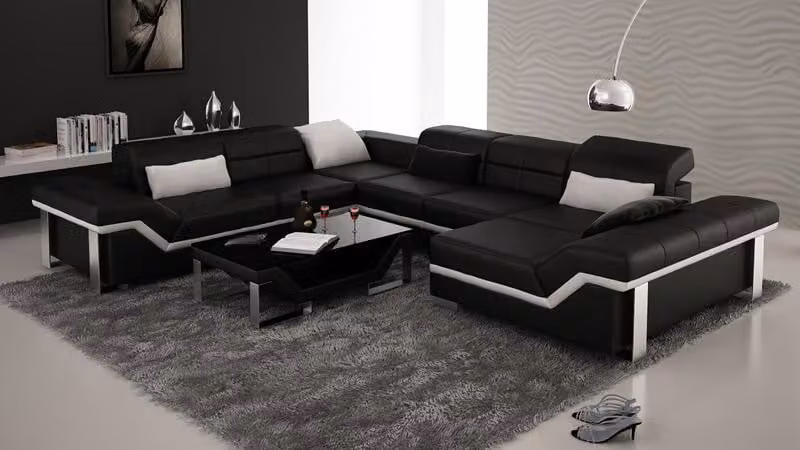 Moderne Sitzecke Ledersofa Ecksofa Sofa Polster Couch Wohnlandschaft Eckgarnitur