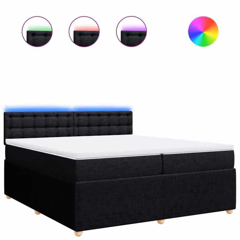 Giroletto a Molle con Materasso Nero 200x200 cm in Tessuto