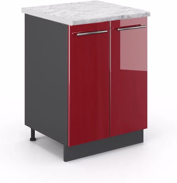 Mobiletto base cucina Fame-Line Bordeaux lucido/Antracite 60 cm, PL Marmo Vicco