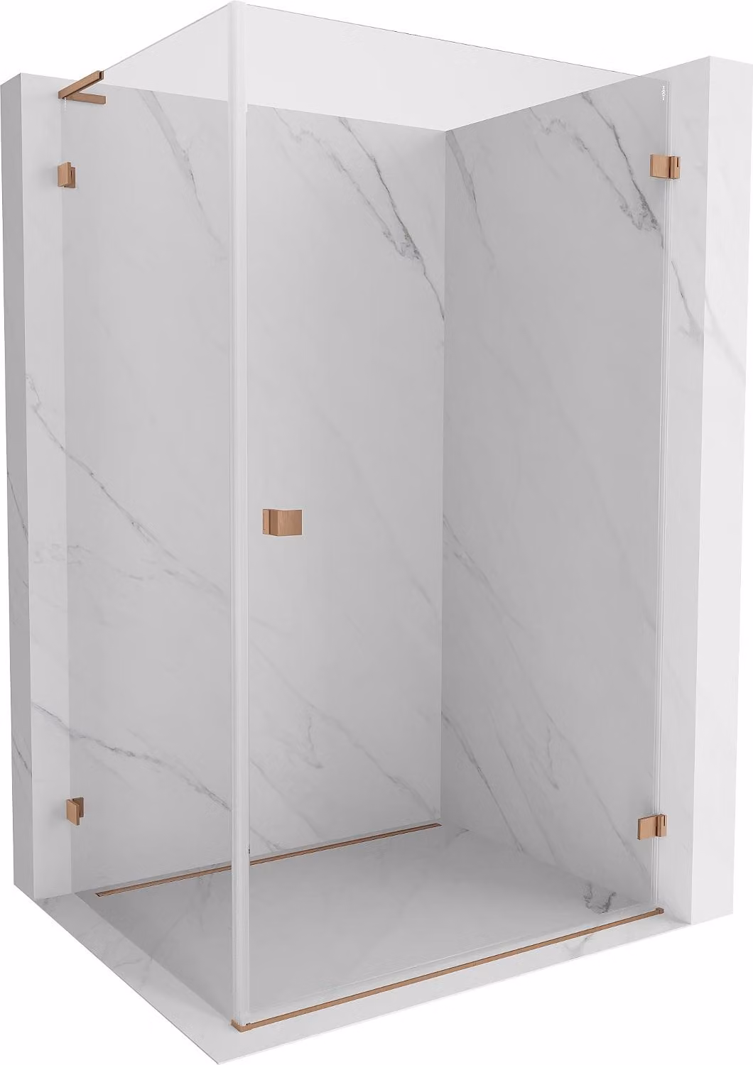 Mexen Lunar-B L cabina doccia a battente destra 85 x 80 cm, trasparente, rame spazzolato - 832L-085-080-65-00-P
