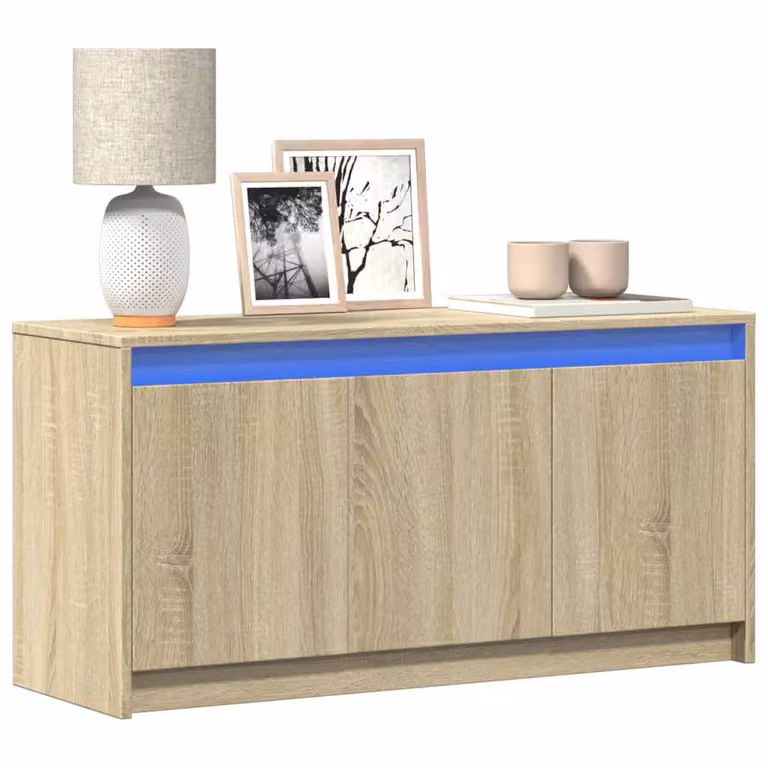Mobile Porta TV con LED vidaXL in Rovere Sonoma, Marrone, L 100 cm x P 34 cm x H 50 cm