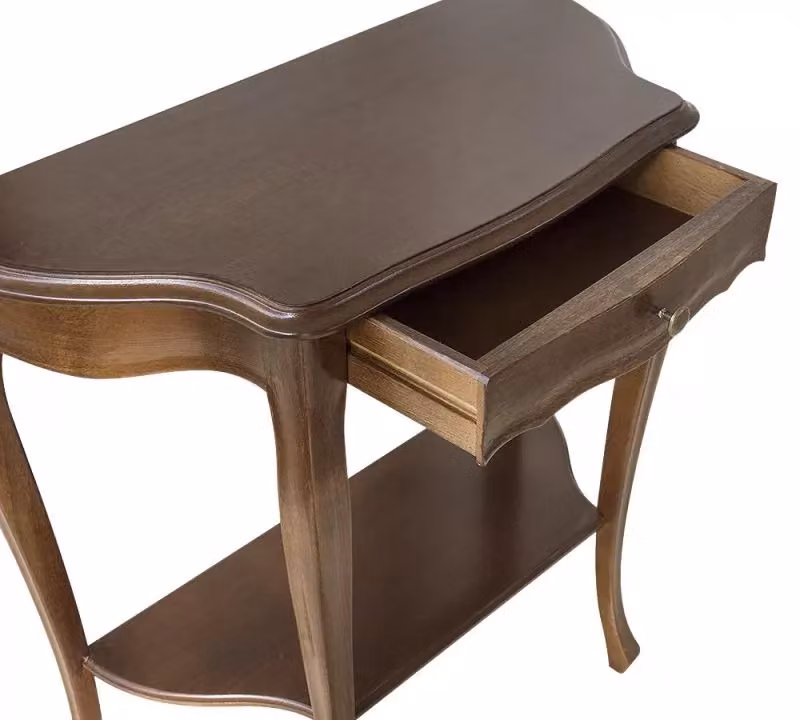 Consolle in legno stile arte povera con 1 cassetto color noce scuro Mobili 2G L/P/H: 75 x 35 x 75 cm – 4