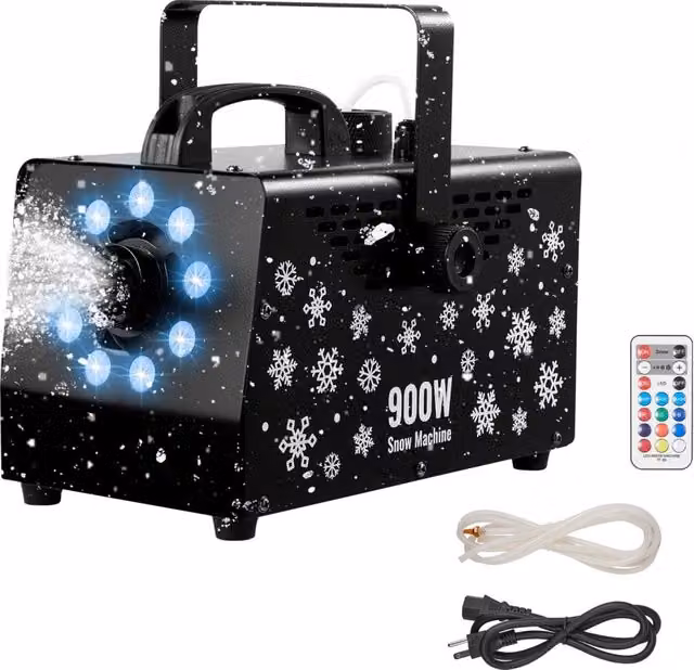 Macchina per la neve 900W LM-O-900 con telecomando wireless serbatoio 1L e luce ambientale portatile per feste