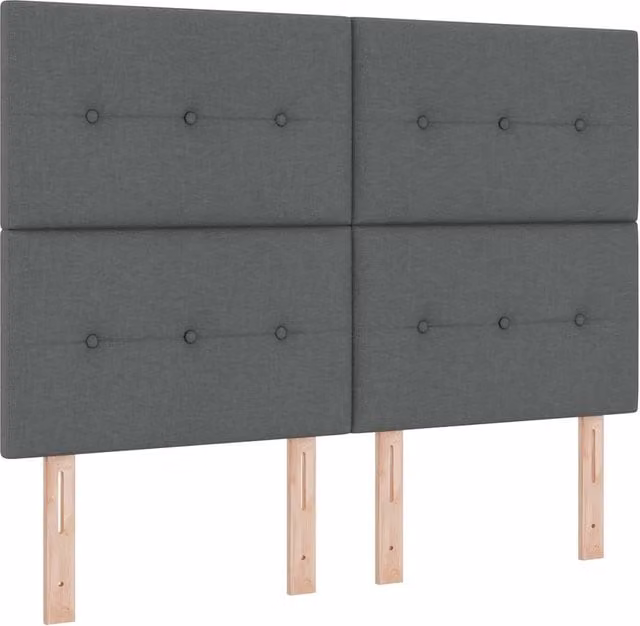 Testiera per letto imbottita in tessuto grigio con design moderno e altezza regolabile L: 160 cm, H: 128 cm, P: 7 cm