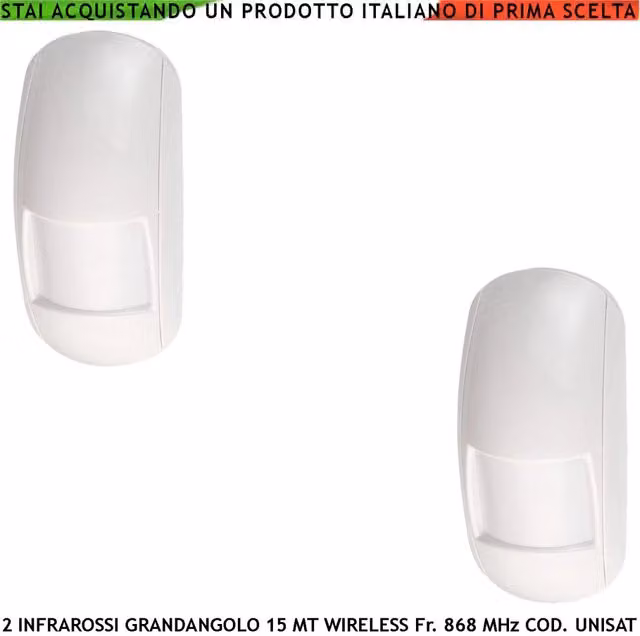 Set di 2 Sensori Infrarossi Securvera Grandangolo con Rilevamento Movimento a 15 Metri, Sistema Antifurto Bidirezionale con Codifica UNISAT2, Anti Jamming e Antimanomissione, Colore Bianco