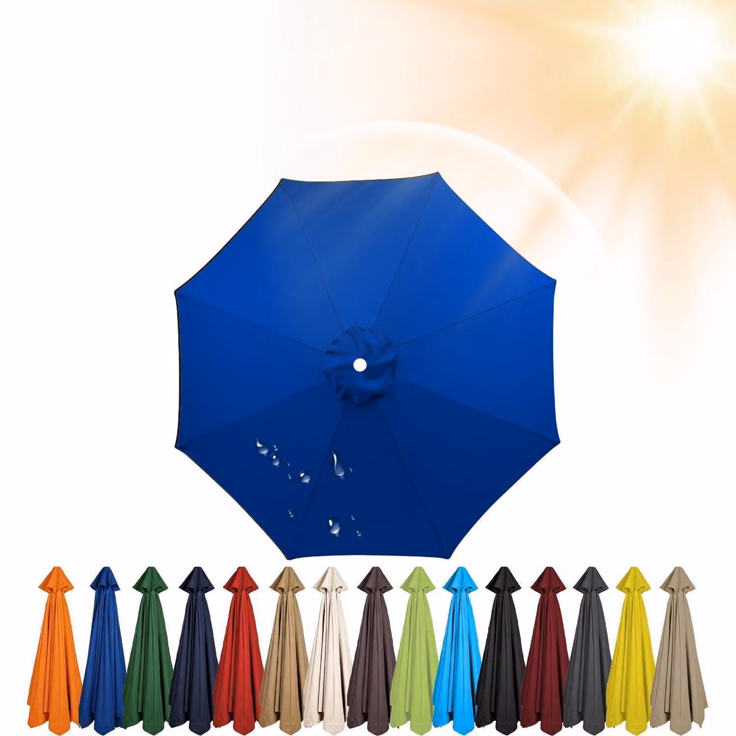 Copertura di ricambio per ombrellone 2m - 3,5m, con 6/8 stecche, protezione UV, resistente al vento