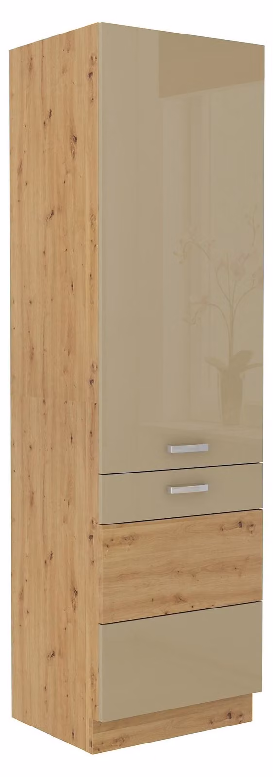 Armadio alto da cucina, 60 cm, effetto legno "Artisan Cappuccino" lucido. Ideale per cucine a parete o come elemento di un blocco cucina