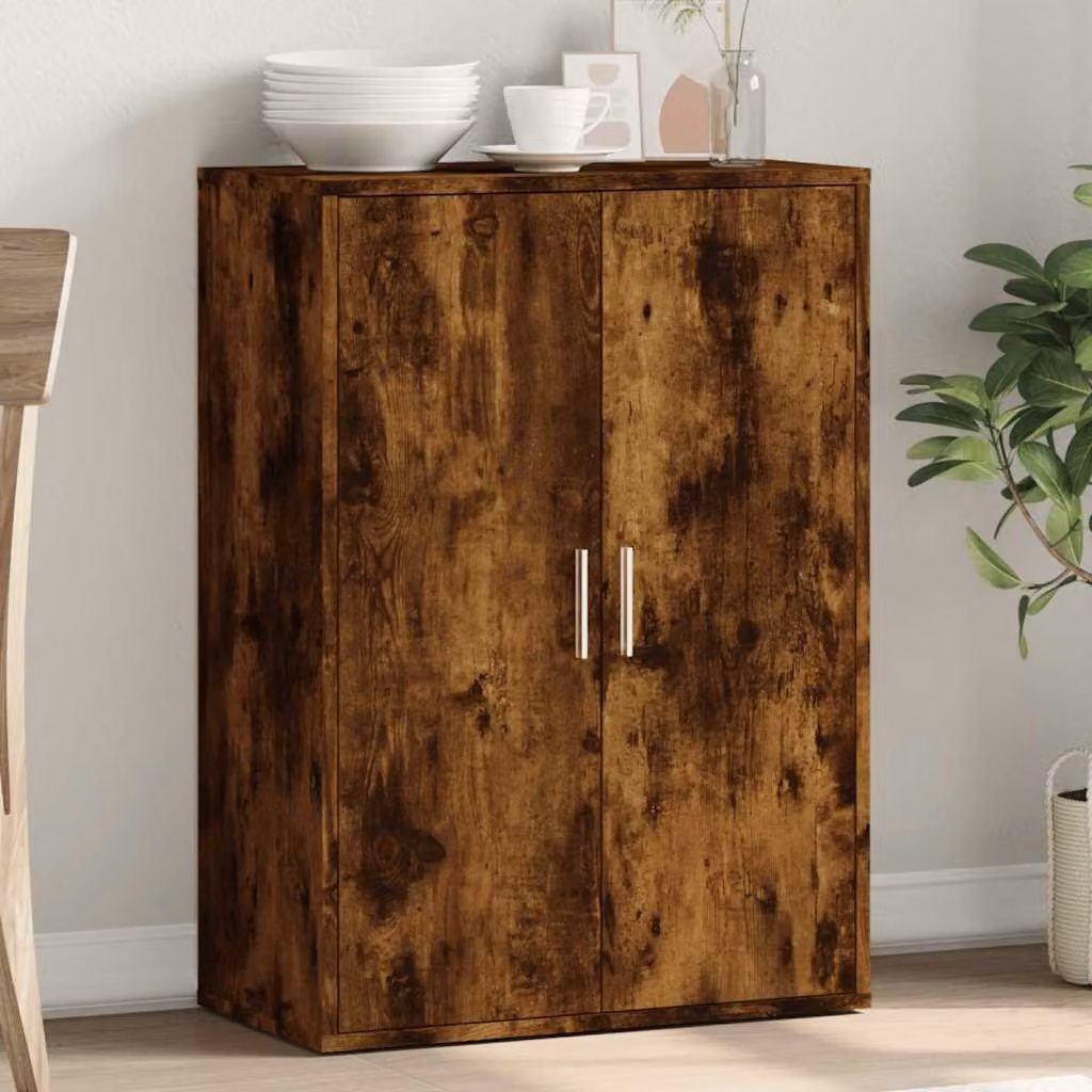 Credenza moderna vidaXL in legno multistrato color rovere fumo, L 60 cm x P 31 cm x H 84 cm
