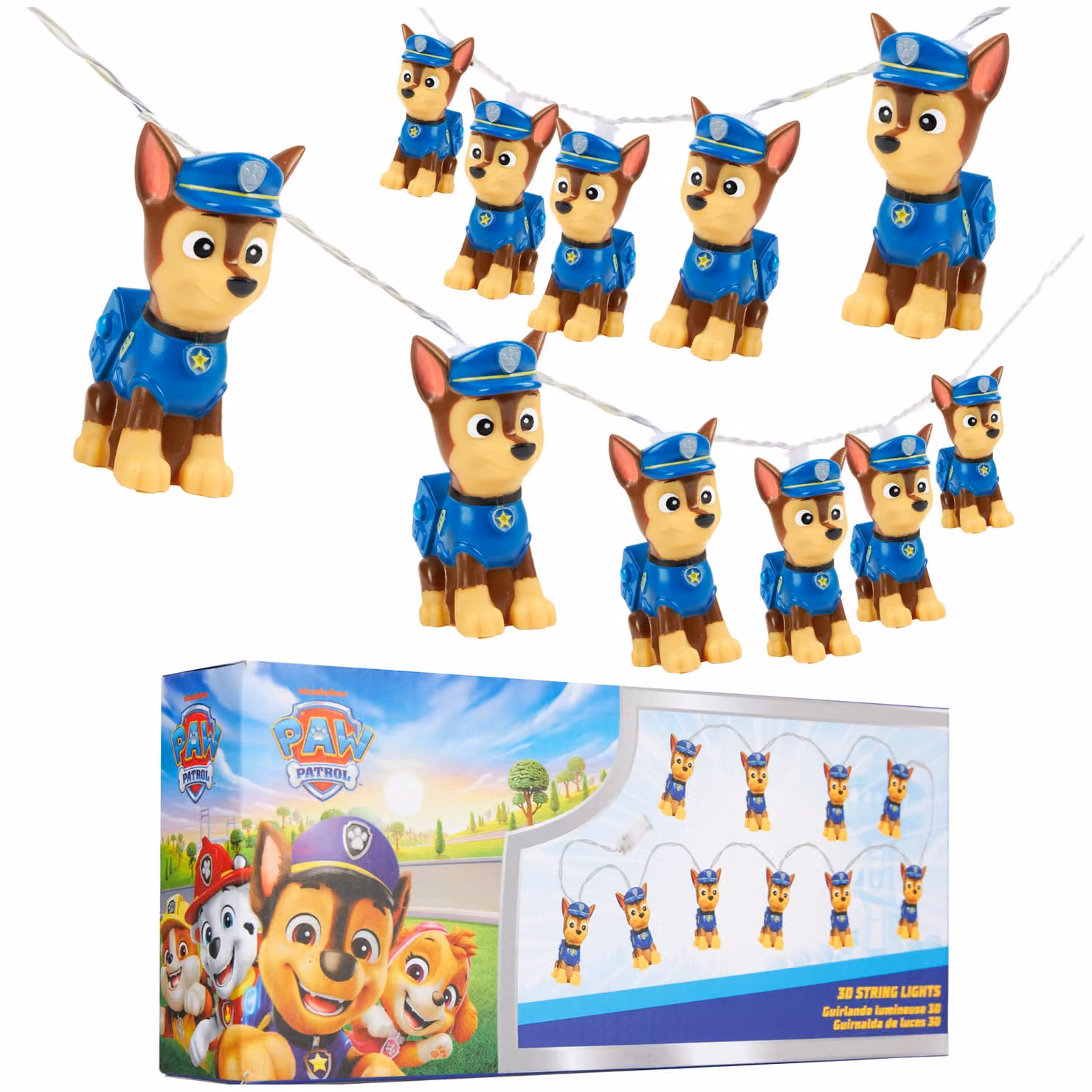 Catena luminosa a LED, lunghezza 1,65 metri, con 10 luci "Chase 3D Chibi", alimentata a batteria