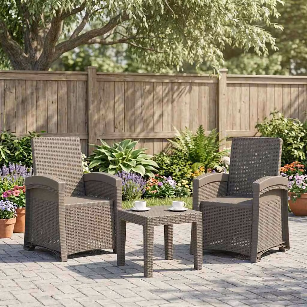 Set di 2 sedie da giardino reclinabili vidaXL in effetto rattan grigio con braccioli