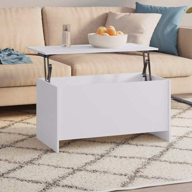 vidaXL Tavolino da Salotto Moderno Bianco in Legno Multistrato L: 102 cm, P: 55,5 cm, H: 52,5 cm