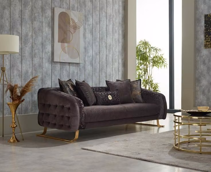 Sofa Moderne Couch Dreisitzer Sofa 3 Sitz Stoffsofa Polstersofa Braun