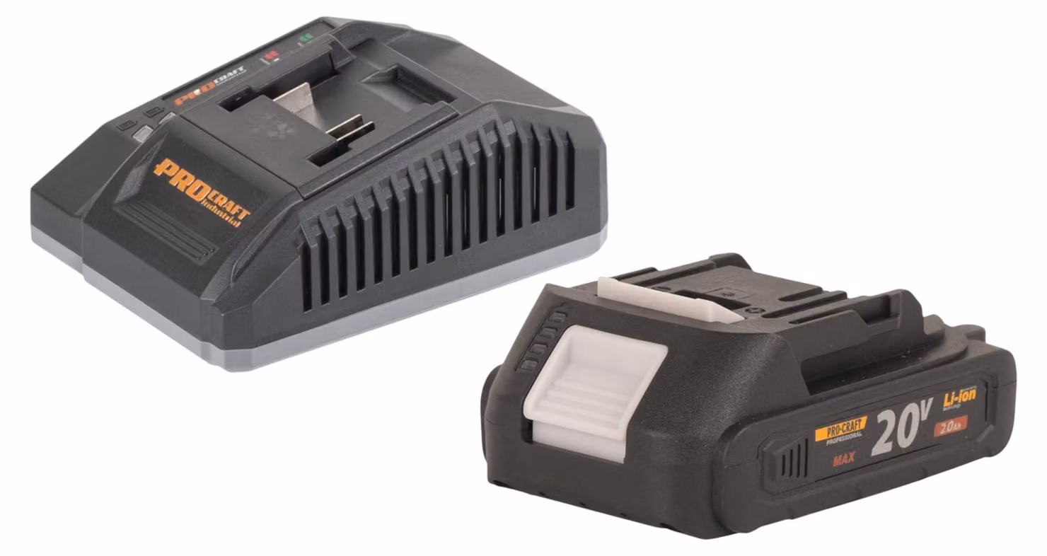 Procraft Starter Pack C20/6.5 Caricabatterie rapido 20 V 6,5 A + 1x batteria 20/2A 2,0 Ah