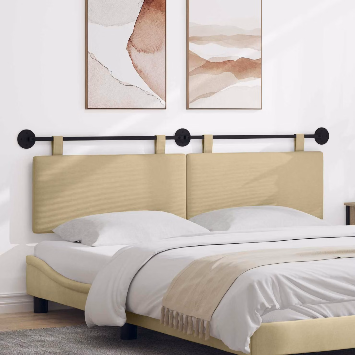 Testiera sospesa moderna vidaXL in tessuto corda Grigio Verde Chiaro L: 170 cm, H: 55 cm, P: 7,6 cm