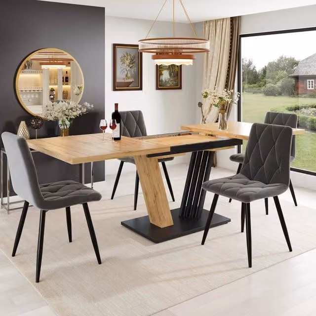 Tavolo allungabile da pranzo ¨C Minimal ¨C effetto legno 120-160x80x76 cm gambe a forma di ala