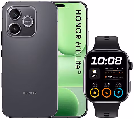 Bundle Honor 600 Lite 256 GB e Watch 2i Nero con Display da 6,6 pollici e Connettività 5G – 1