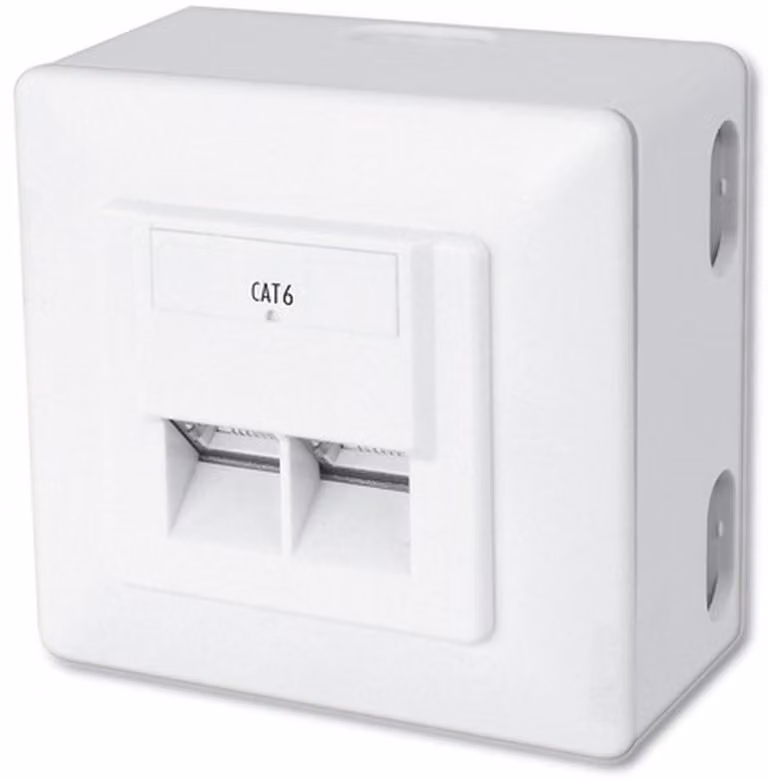 DIGITUS Aufputzdose Kat.6, Klasse E, 2 x RJ45, geschirmt