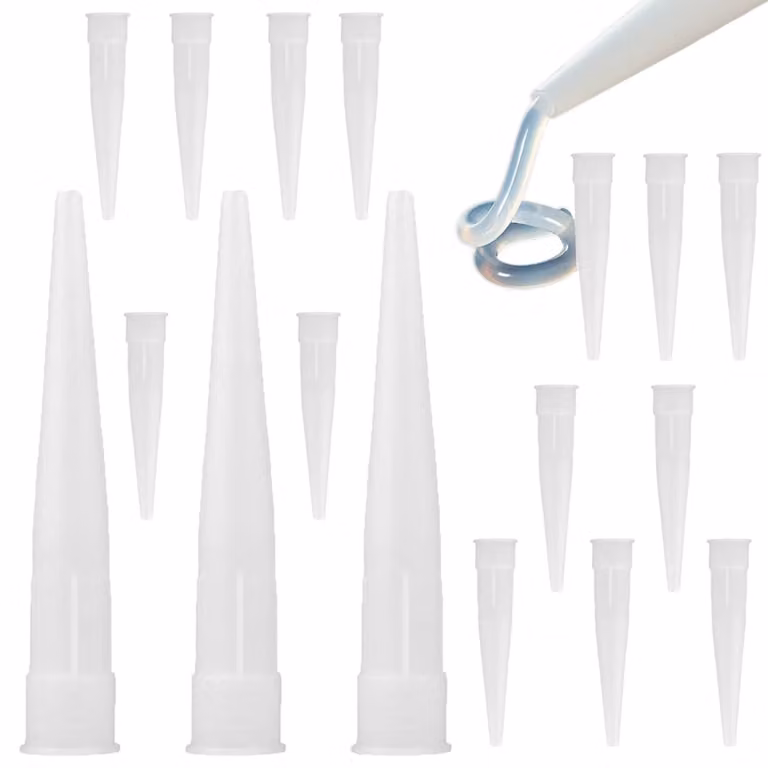 Kit di 60 ugelli in silicone per applicatori, adatti a pistole per cartucce, colore bianco