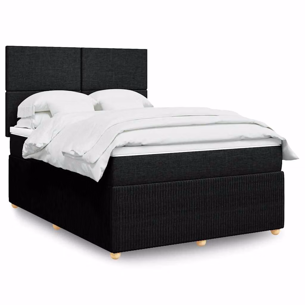 vidaXL Giroletto a Molle Ibrido con Materasso in Tessuto Nero L/P/H: 140 x 190 x 150,5 cm – 1