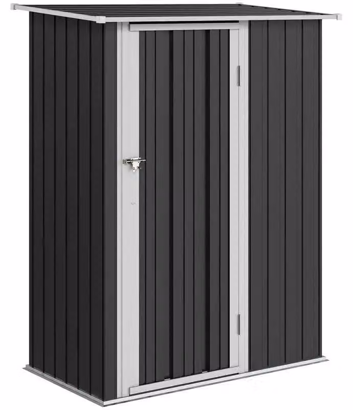 Capanno per attrezzi in metallo - Capanno da giardino - 1,07 m² - 142x86x189 cm - Impermeabile - Tetto a falde - Porta con serratura - Verde militare