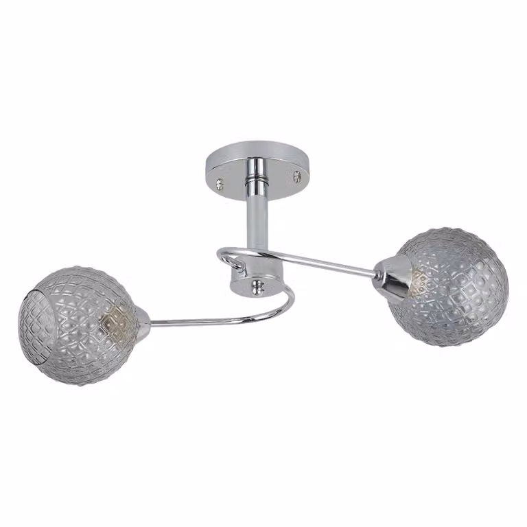 Oakland lampada da soffitto cromata due paralumi in vetro 2xGU10 60W Milagro