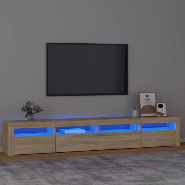 Mobile Porta TV con Luci LED-Mobile per TV-Credenza TV Rovere Sonoma 240x35x40 cm 336180