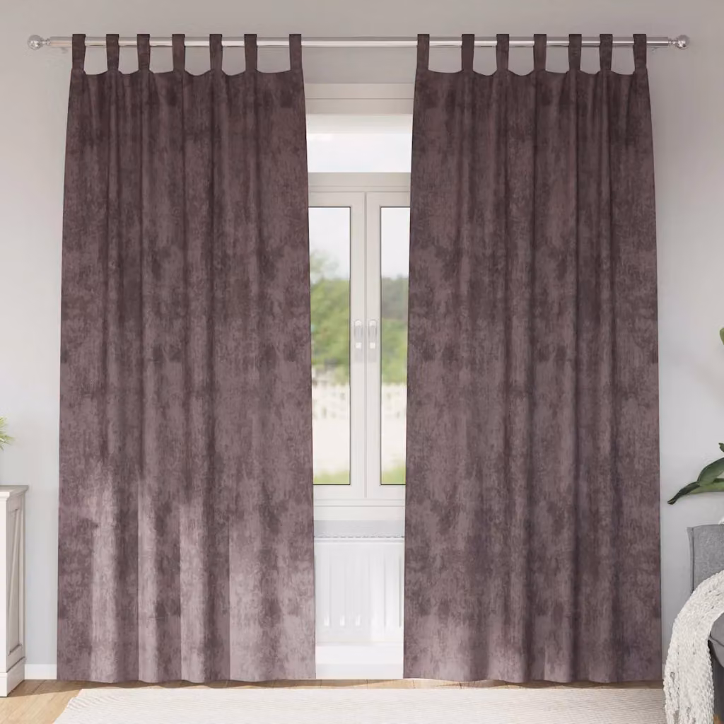 Set di 2 tende oscuranti in velluto vidaXL marroni con isolamento termico, H: 225 cm x L: 140 cm