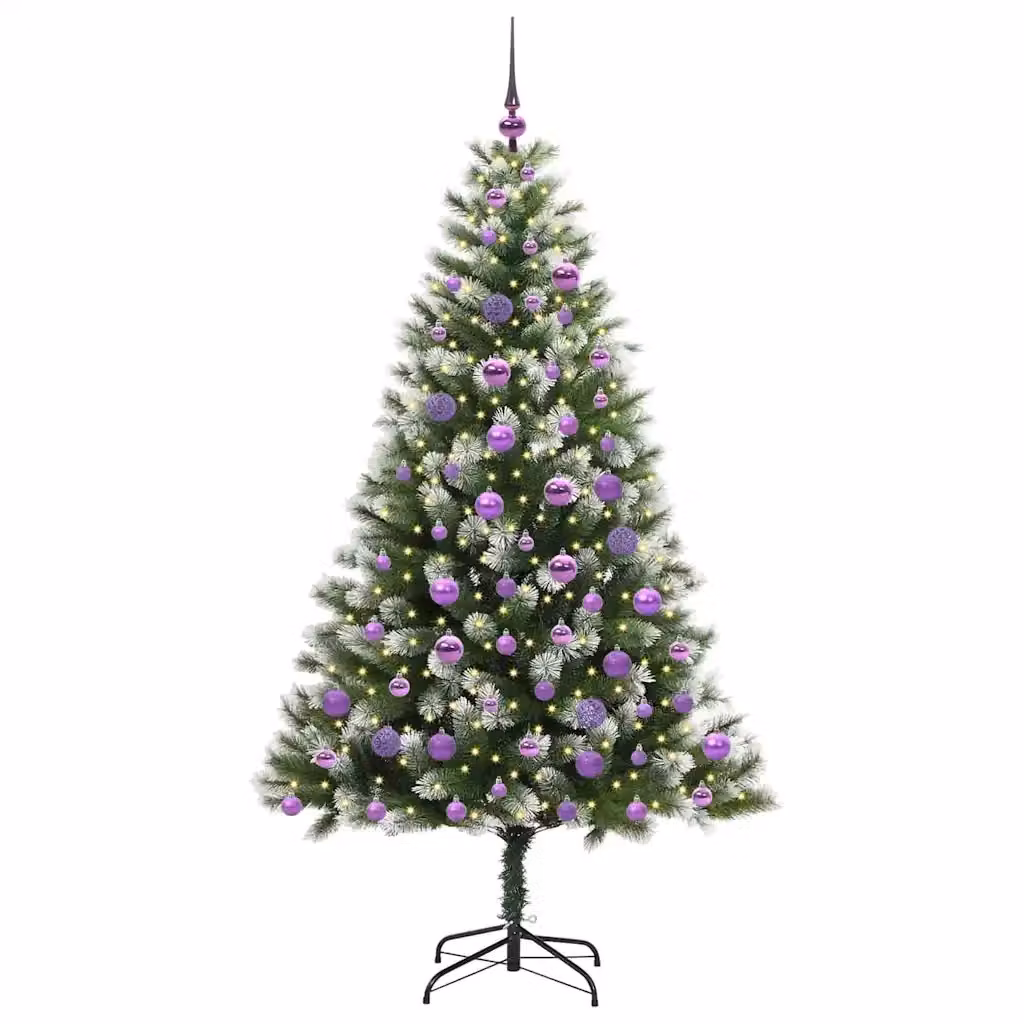 Albero di Natale artificiale con neve fioccata vidaXL, verde e bianco, H: 180 cm, L: 102 cm, P: 102 cm – 2