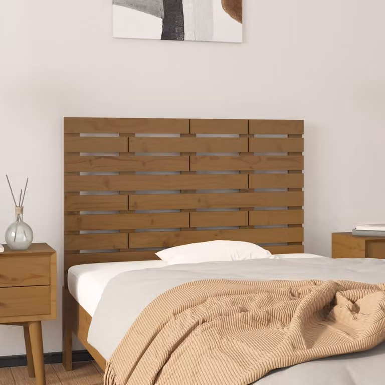 Testiera da parete vidaXL in legno massello di pino, colore ambra, L 81 cm x P 3 cm x H 63 cm