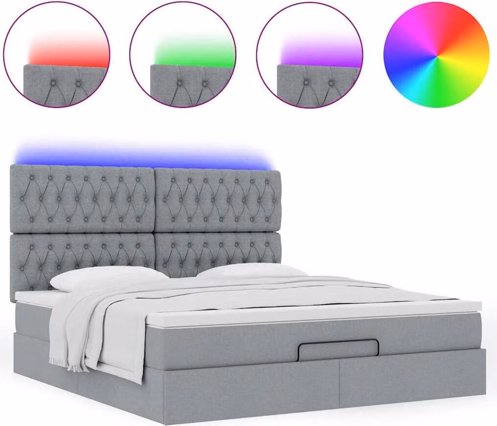 Struttura Letto Pouf con Materasso 160x200 cm in Tessuto