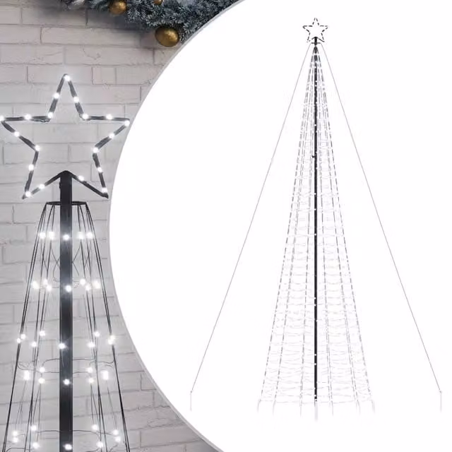Albero di Natale a LED-Luci decorative natalizie con Punte 1534 LED Bianco Freddo 500 cm