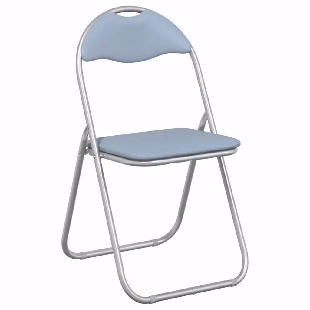 Set di 8 sedie pieghevoli vidaXL in pelle sintetica grigia, impilabili per sala da pranzo e soggiorno, L 48 cm x P 43,5 cm x H 81 cm – 2