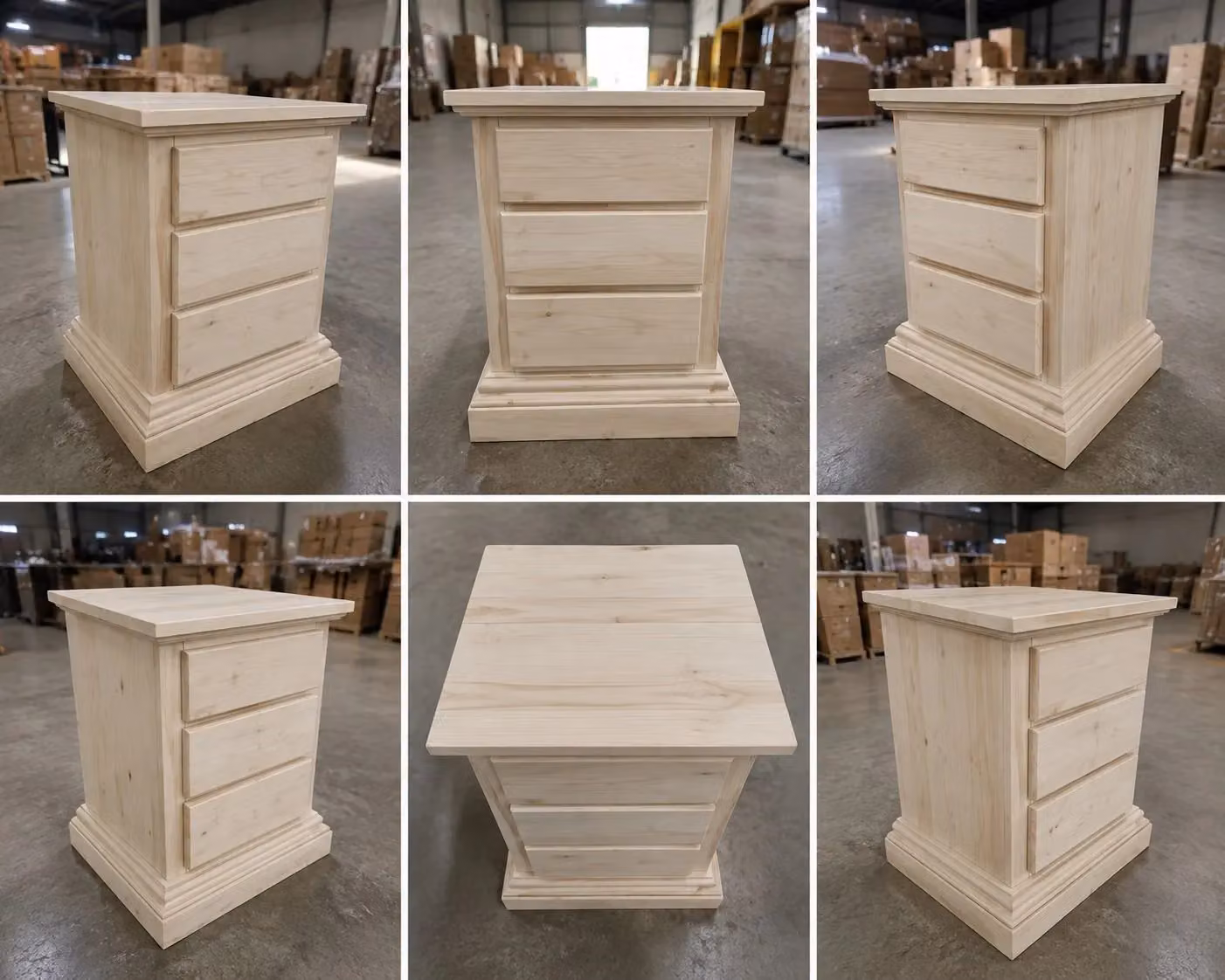 Comodino classico in legno di pino con 3 cassetti Mobili 2G L/P/H: 51 x 40 x 64 cm – 1