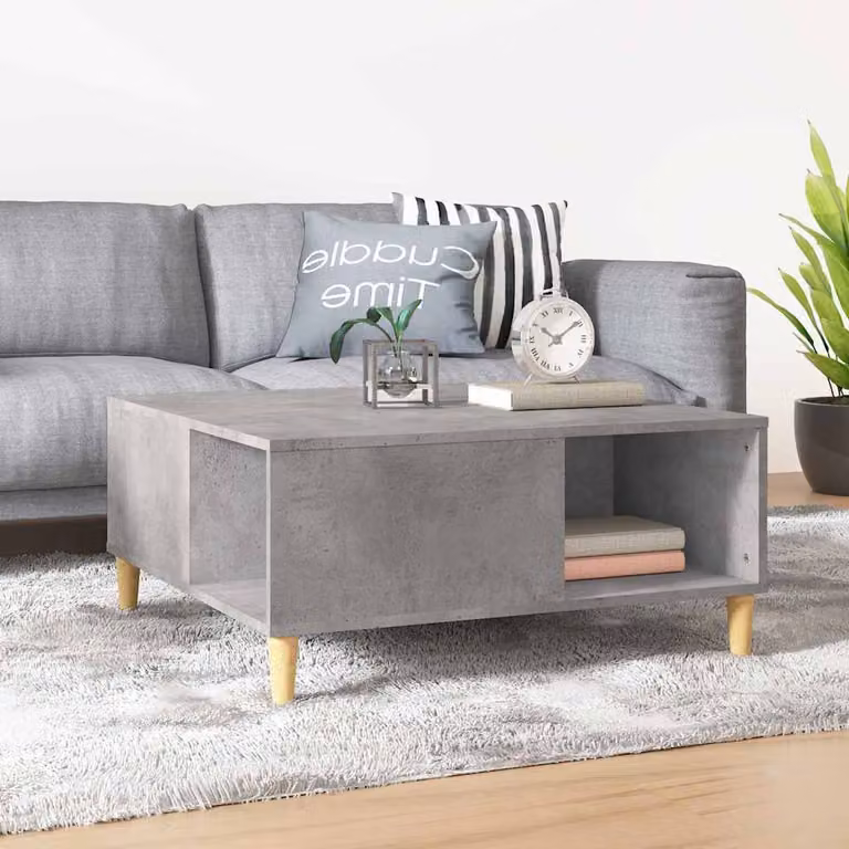 vidaXL Tavolino da salotto quadrato in legno composito grigio, L 80 x P 80 x H 36,5 cm