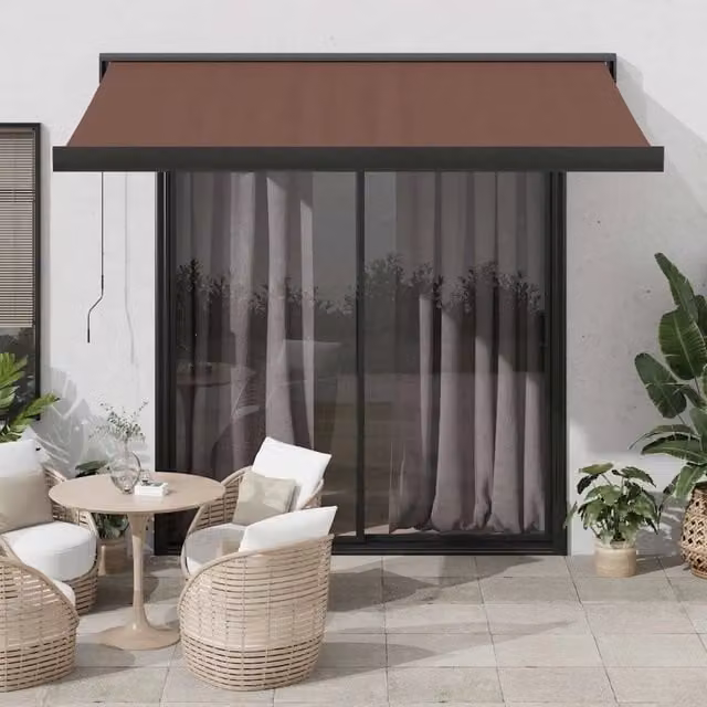 Tenda da Sole Retrattile Automatica con Motore vidaxl, Colore Marrone Antracite, L 350 x P 250 cm – 1