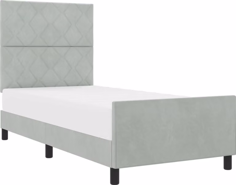 Letto a molle con testiera grigio chiaro 100 x 200 cm in velluto