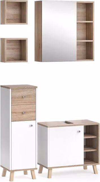 Set mobili bagno Senyo Bianco 5 pezzi Vicco
