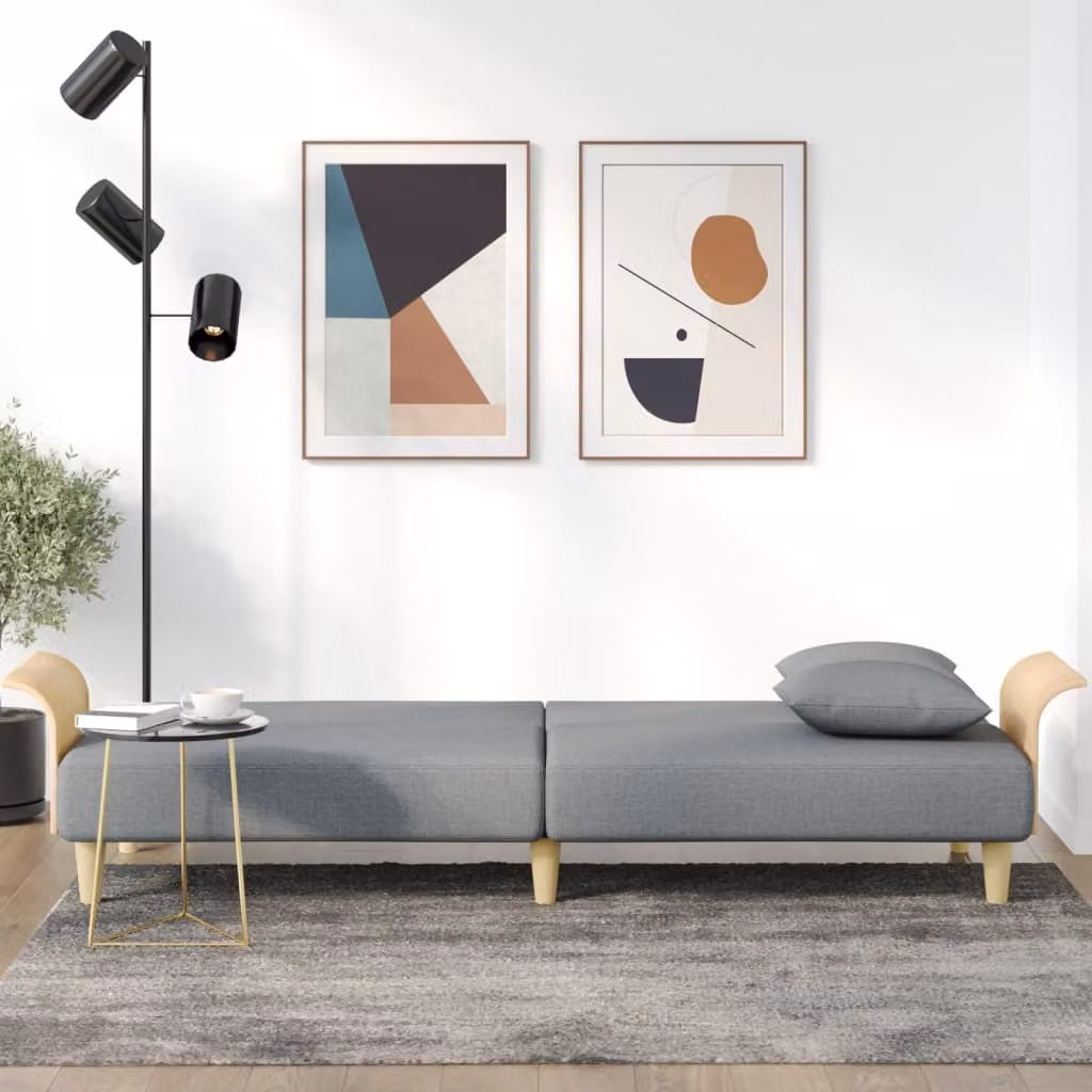 Maison Exclusive - Divano letto con braccioli, colore grigio chiaro, rivestito in tessuto